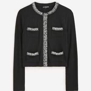 J.Crew Vintage Rib Lady Jacket w/ Jewel Trim - Black - Size 0